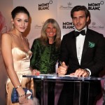 Olivia Palermo with Montblanc Cultural Foundation director, Ingrid Roosen-Trinks and Johannes Huebl